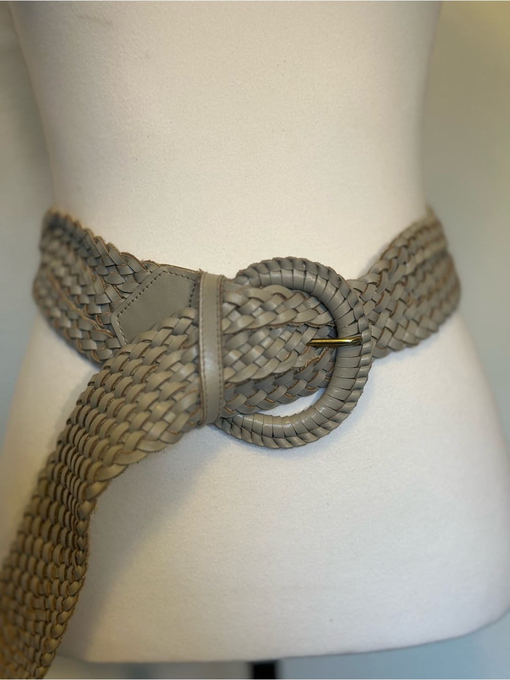 Together Genuine Leather Wide Woven Round-Buckle Belt GUC Soft